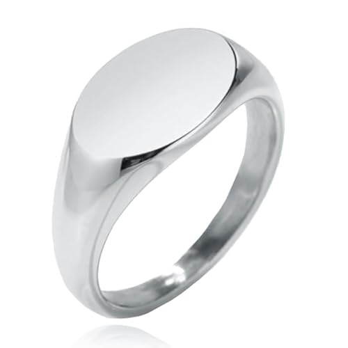 Silberfarbene ovale Damen Siegelring aus Edelstahl-18mm von Cilla Jewels