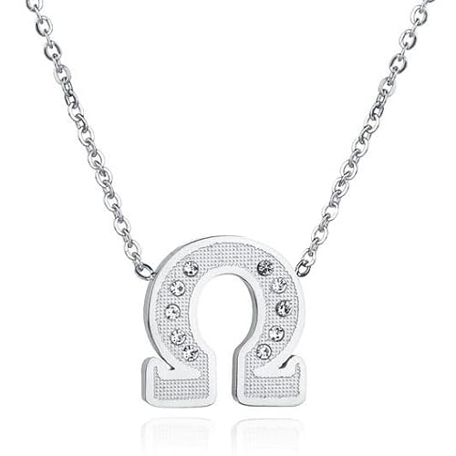 Silberne Damen Halskette Edelstahl OHM Symbol von Cilla Jewels