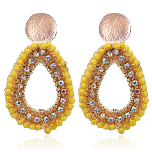 Tropfenförmige Ohrringe mit Kristall und Seil - Gelb von Cilla Jewels