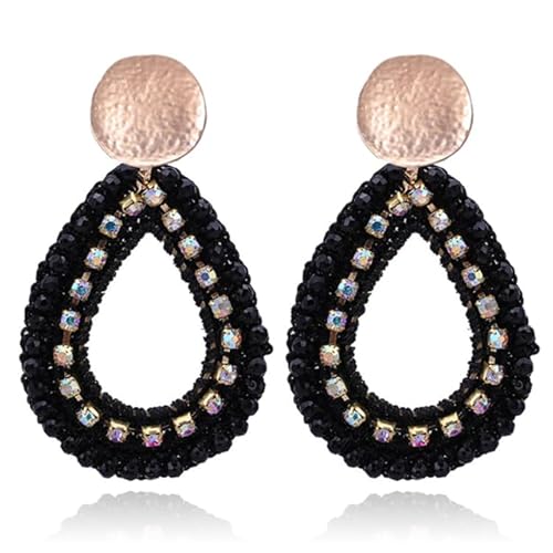 Tropfenförmige Ohrringe mit Kristall und Seil - Grün von Cilla Jewels