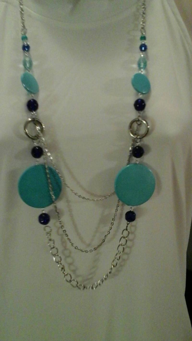 Perlen Acryl Lange Halskette, Blue Sky Fashion, 36-Zoll von CillaArtCreations