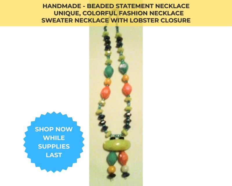 Ooak Handgemachte Perlenkette Bunte Abstrakte Kunst Schmuck von CillaArtCreations