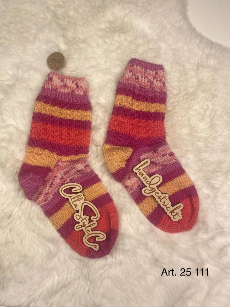 Stricksocken, Strümpfe, Socken, Selbstgestrickt, Geschenk Für Erwachsene Oder Kinder , Gr. 34/35, Bunt, Handgestrickt, Artikelnr. 25 111 von CillaStyleCo