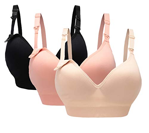 Cimary Damen Schwangerschafts Still-BH Stillen Soft Cup Bras, 3pack (Black+beige+pink), Gr.- 38/85 von Cimary