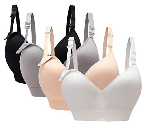 Cimary Damen Schwangerschafts Still-BH Stillen Soft Cup Bras, 4pack (Black+grey+beige+white), Gr.- 38/85 von Cimary