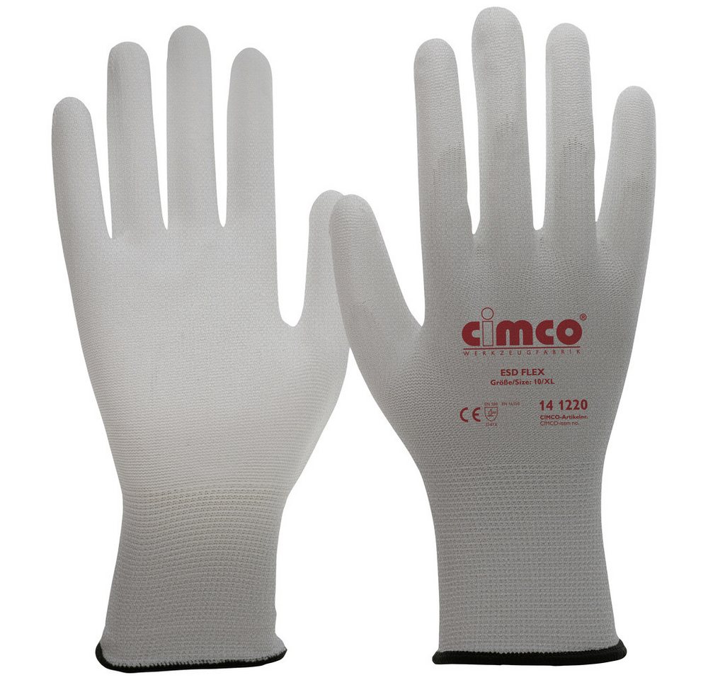 Cimco Arbeitshandschuhe Cimco ESD Flex grau 141218 Nylon Antistatikhandschuh Größe (Handschuhe von Cimco