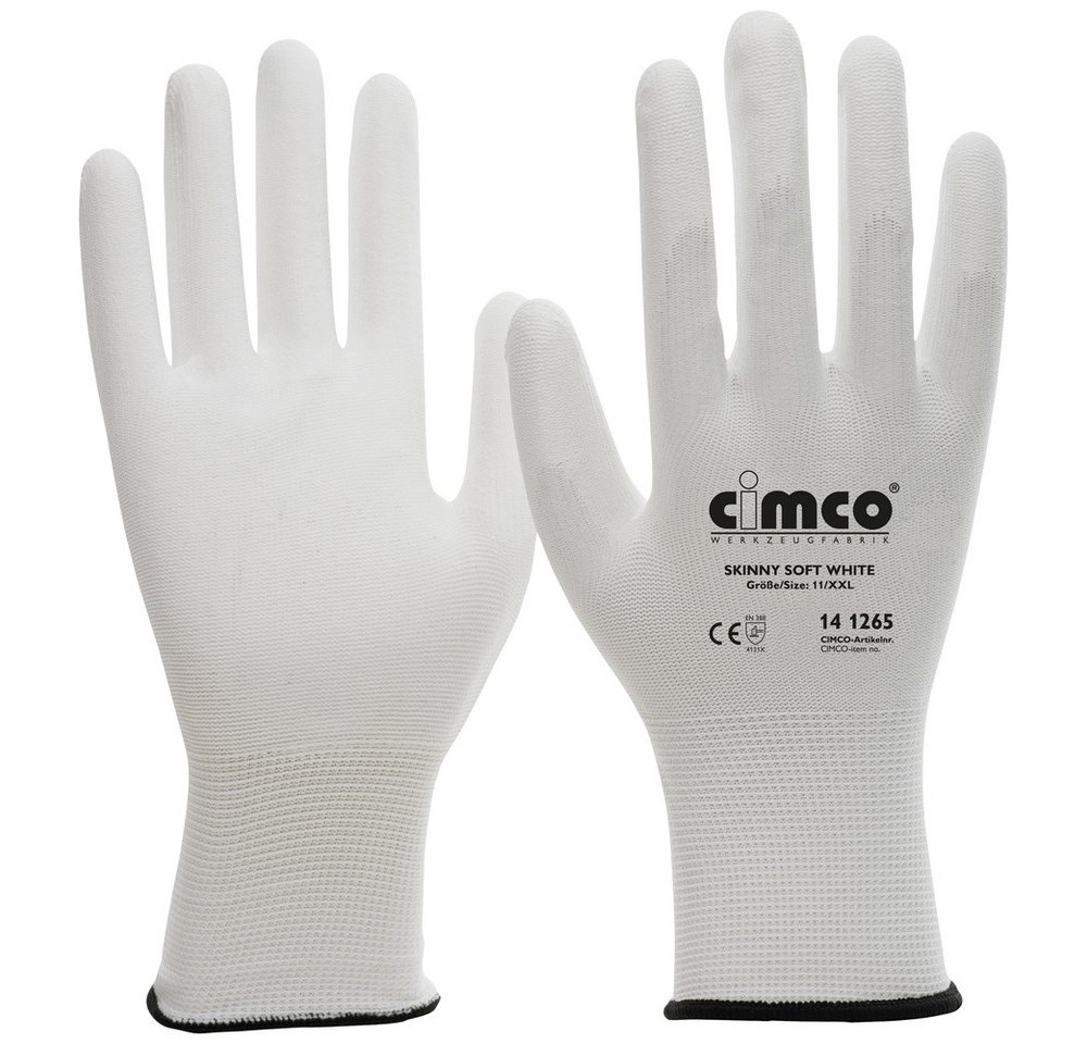 Cimco Arbeitshandschuhe Cimco Skinny Soft White 141264 Nylon Arbeitshandschuh Größe (Handschuh von Cimco