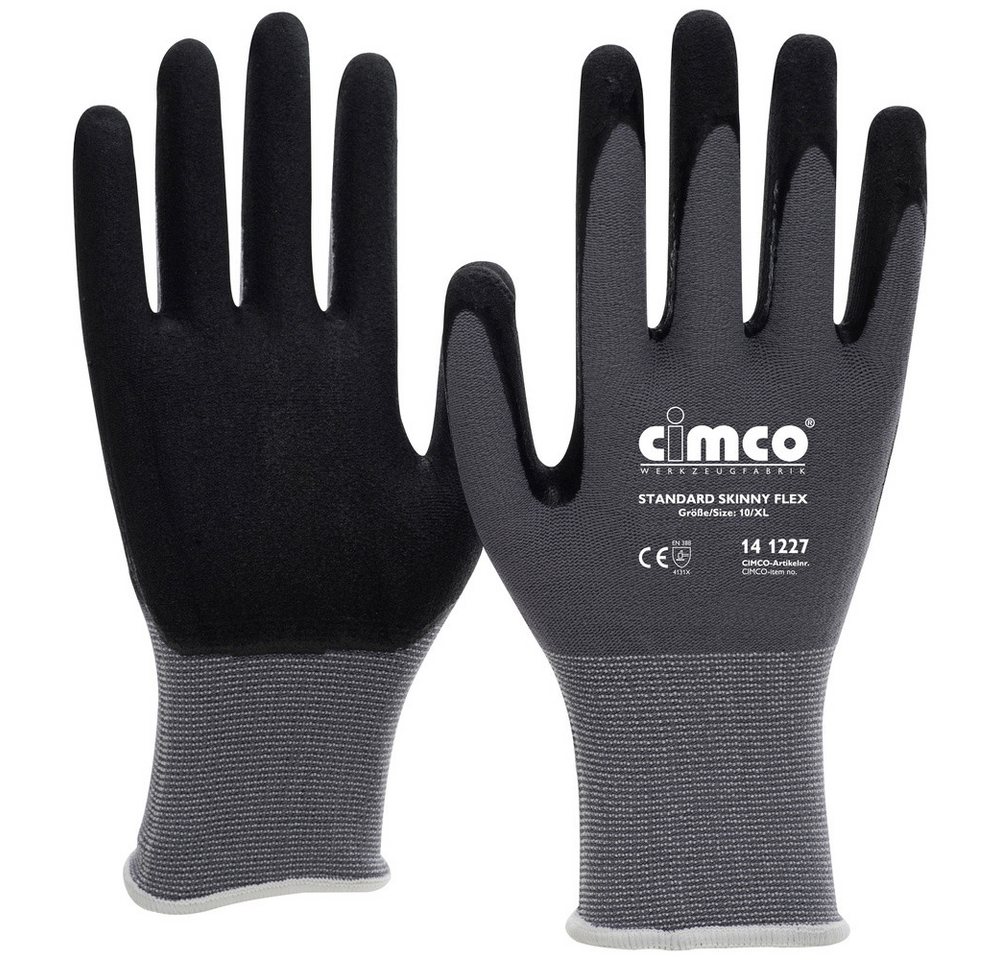 Cimco Arbeitshandschuhe Cimco Standard Skinny Flex schwarz/grau 141267 Strickgewebe Arbeitshan von Cimco