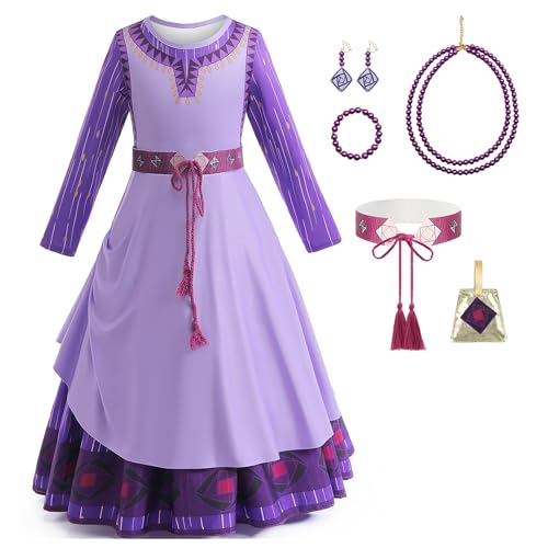 Cimefi Wish Asha Kleid für Kinder Mädchen Prinzessin In voller Länge Kleider Geburtstag Weihnachten von Cimefi