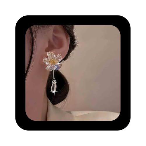 Cimenexe Böhmische Acryl Blume Ohrstecker Tropfen Harz Blume Ohrring Lange Transparente Floral Baumeln Ohrring Große Transparente Blume Blütenblatt Ohrringe Schmuck Für Frauen von Cimenexe