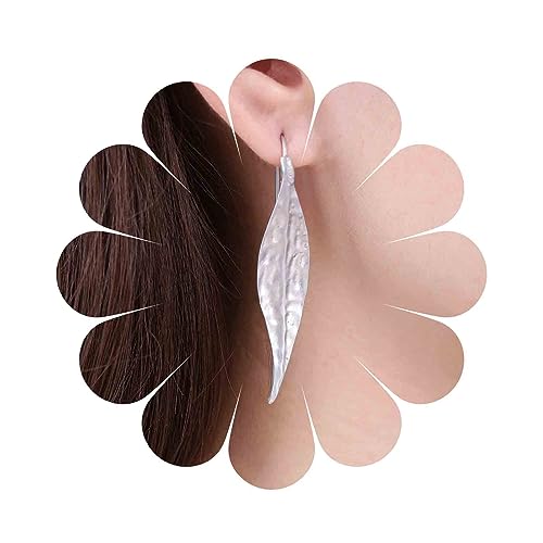 Cimenexe Böhmische Blatt Baumeln Ohrringe Silber Metall Blatt Ohrringe Lange Gehämmert Blatt Tropfen Ohrringe Erklärung Blatt Pflanze Haken Ohrringe Schmuck Für Frauen Und Mädchen Geschenke von Cimenexe