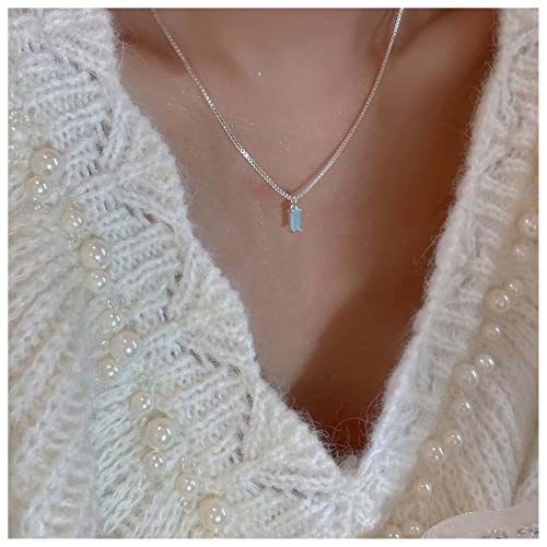 Cimenexe Böhmische Blaue Quadratische Anhänger Halskette Strass Kette Halskette Silber Cz Halskette Choker Kleine Rechteckige Halskette Schmuck Für Frauen Und Mädchen von Cimenexe