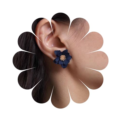 Cimenexe Böhmische Blume Ohrstecker Blaue Blume Ohrringe Emaille Blauen Blütenblatt Blume Ohrringe Große Acryl Floral Blütenblatt Ohrringe Schmuck Für Frauen Und Mädchen Geschenke von Cimenexe