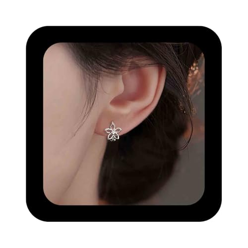 Cimenexe Böhmische Blume Reif Ohrringe Silber Hohle Blume Form Ohrring Winzigen Metall Floral Kreis Ohrring Minimalistischen Floral Blütenblatt Reif Ohrringe Schmuck Für Frauen von Cimenexe