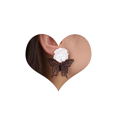 Cimenexe Böhmische Blume Schmetterling Ohrringe Schwarz Filigran Schmetterling Tropfen Ohrringe Mit Blume Ohrringe Emaille Blume Ohrstecker Schmuck Für Frauen Und Mädchen Geschenke von Cimenexe