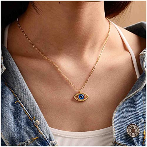 Cimenexe Böhmische Böse Auge Anhänger Halskette Choker Gold Auge Halskette Kette Personalisierte Blaue Auge Choker Halskette Vintage Lange Halskette Kette Schmuck Für Frauen Mädchen Geschenke（Stil2） von Cimenexe