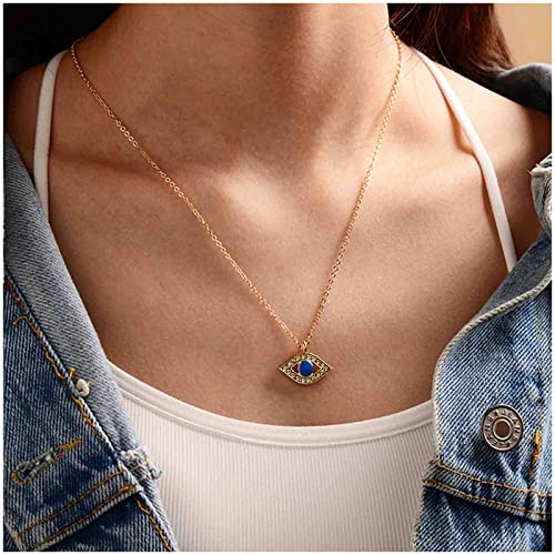 Cimenexe Böhmische Böse Auge Anhänger Halskette Choker Gold Kristall Auge Halskette Kette Personalisierte Blaue Auge Choker Halskette Vintage Lange Halskette Kette Schmuck Für Frauen Geschenke（Stil1） von Cimenexe