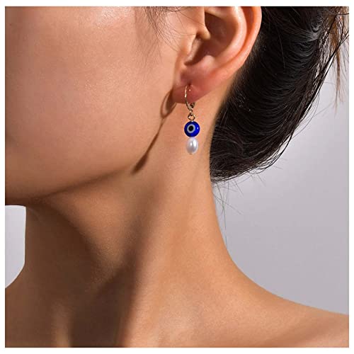 Cimenexe Böhmische Böse Auge Baumeln Ohrringe Gold Perle Tropfen Ohrringe Winzigen Blauen Teufel Auge Ohrringe Punk Dämon Auge Perle Ohrringe Schmuck Für Frauen Und Mädchen Geschenke von Cimenexe