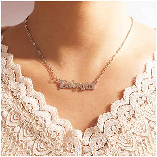 Cimenexe Böhmische Buchstaben-Anhänger-Halskette Alphabet-Halskette Choker Silber Anfangsbuchstaben Choker-Halskette Buchstabe Babygirl Halskette Kette Schmuck für Frauen und Mädchen von Cimenexe