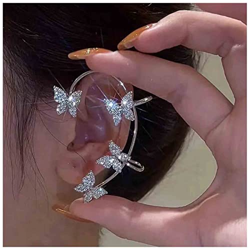 Cimenexe Böhmische Cz Schmetterling Manschette Wrap Ohrring Silber Schmetterling Ohr Climber Ohrring Kristall Schmetterling Ohrring Schmetterling Knorpel Manschette Ohrring Schmuck Für Frauen (links) von Cimenexe