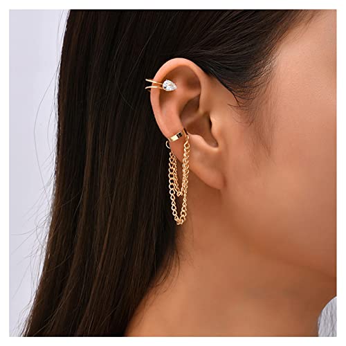 Cimenexe Böhmische Cz Strass Manschette Kette Baumeln Ohrringe Vintage Kristall Ohrmanschette Ohrringe Gold Lange Kette Ohrring Quaste Kette Ohrringe Kein Piercing Ohrringe Schmuck Für Frauen Und von Cimenexe