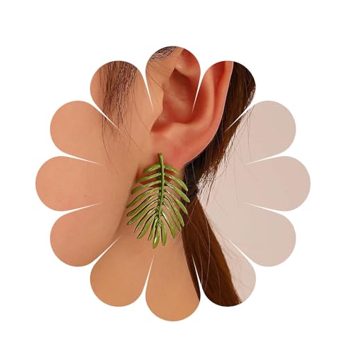 Cimenexe Böhmische Emaille Blatt Ohrringe Grünes Blatt Ohrstecker Acryl Blatt Ohrringe Minimalistische Kurze Grüne Pflanze Ohrringe Schmuck Für Frauen Und Mädchen Geschenke von Cimenexe