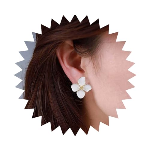 Cimenexe Böhmische Emaille Blume Ohrringe Weiß Emaille Blume Ohrstecker Ohrringe Emaille Blumenblatt Ohrringe Kleine Weiße Blume Ohrringe Schmuck Für Frauen Und Mädchen Geschenke von Cimenexe