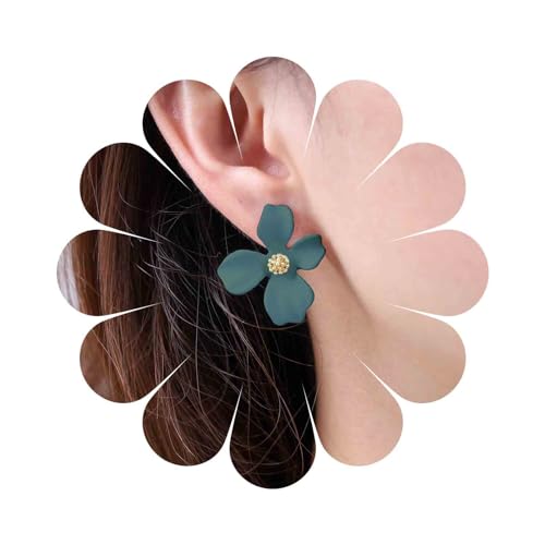 Cimenexe Böhmische Emaille Blume Ohrstecker Grün Acryl Blume Ohrringe Große Florale Blütenblatt Ohrringe Minimalistische Grüne Blume Ohrringe Schmuck Für Frauen Und Mädchen Geschenke von Cimenexe
