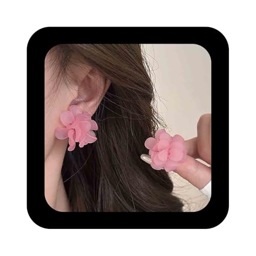 Cimenexe Böhmische Emaille Blume Ohrstecker Rosa Acryl Blumenstecker Ohrring 3d Blumenblatt Ohrring Harz Blume Blütenblatt Ohrringe Schmuck Für Frauen (rosa) von Cimenexe