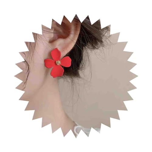 Cimenexe Böhmische Emaille Blume Ohrstecker Rot Acryl Blume Ohrringe Große Florale Blütenblatt Ohrringe Minimalistische Rote Blume Ohrringe Schmuck Für Frauen Und Mädchen Geschenke von Cimenexe