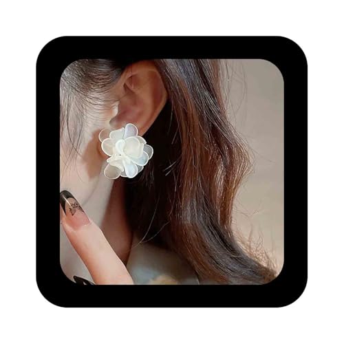 Cimenexe Böhmische Emaille Blume Ohrstecker Weiß Acryl Blume Ohrstecker 3d Blumenblatt Ohrring Harz Blume Blütenblatt Ohrringe Schmuck Für Frauen (weiß) von Cimenexe