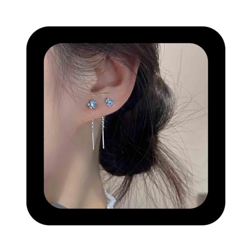 Cimenexe Böhmische Emaille Iris Blume Ohrringe Blau Iris Quaste Kette Tropfen Ohrring Winzige Blume Quaste Kette Baumeln Ohrring Emaille Floral Einfädler Ohrringe Schmuck Für Frauen (blau) von Cimenexe