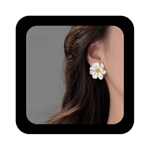Cimenexe Böhmische Emaille Kamelie Ohrstecker Weiß Kamelie Blume Ohrstecker Weiß Emaille Blume Floral Ohrring 3d Kamelie Blumenblatt Ohrringe Schmuck Für Frauen von Cimenexe