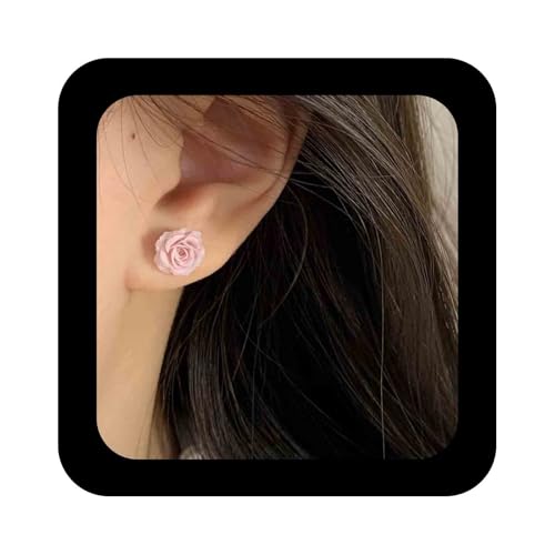 Cimenexe Böhmische Emaille Rose Ohrstecker Kleine Kamelie Blume Ohrring Rosa Acryl Rose Blume Ohrring Minimalistischen Kamelie Blumen Ohrstecker Schmuck Für Frauen von Cimenexe