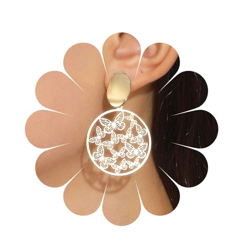 Cimenexe Böhmische Filigrane Schmetterling Ohrringe Gold Hohl Schmetterling Reif Tropfen Ohrringe Große Filigrane Schmetterling Ohrringe Minimalistische Schmetterling Ohrstecker Schmuck Für von Cimenexe