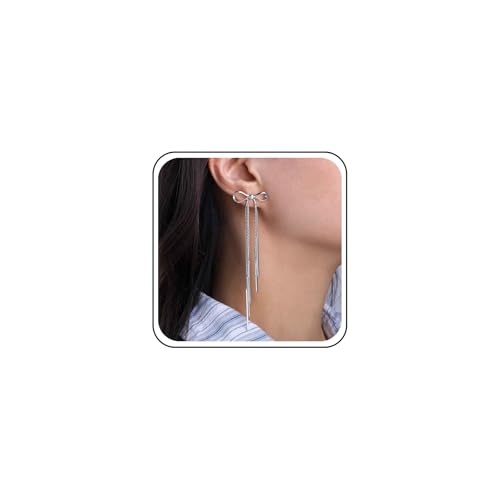 Cimenexe Böhmische Fliege Quaste Baumeln Ohrringe Silber Hohlen Bogen Kette Tropfen Ohrringe Langen Bogen Quaste Kette Ohrringe Minimalistischen Bogen Ohrstecker Schmuck Für Frauen von Cimenexe