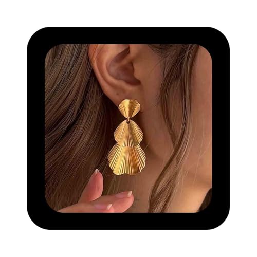 Cimenexe Böhmische Ginkgo Blatt Baumeln Ohrringe Gold Strukturierte Blatt Tropfen Ohrring Große Metall Ginkgo Ohrring Erklärung Blätter Ohrstecker Schmuck Für Frauen von Cimenexe