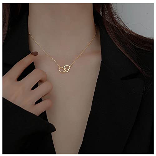 Cimenexe Böhmische Ineinandergreifende Herz Choker Halskette Liebe Herz Anhänger Halskette Gold Hohle Herz Choker Halskette Doppelherz Halskette Schmuck Für Frauen Und Mädchen Geschenke von Cimenexe