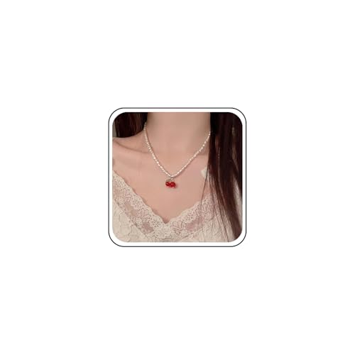 Cimenexe Böhmische Kirsche Halsband Halskette Gold Kirsche Anhänger Halskette Kirsche Perlenkette Halskette Retro Perle Kirsche Halskette Schmuck Für Frauen von Cimenexe