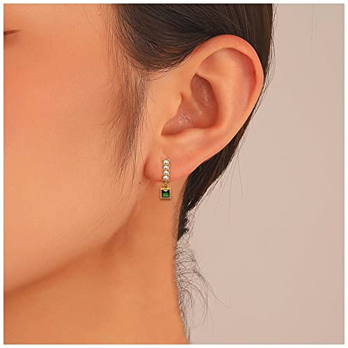 Cimenexe Böhmische Kleine Perlenstecker Ohrringe Grün Cz Tropfen Ohrringe Gold Perlen Ohrringe Vintage Smaragd Tropfen Ohrringe Grün Kristall Baumeln Ohrringe Schmuck Für Frauen Und Mädchen von Cimenexe