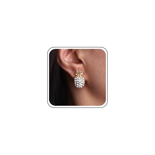 Cimenexe Böhmische Kristall Ananas Ohrstecker Gold Cz Gepflastert Ananas Ohrringe Metall Ananas Ohrstecker Kleine Strass Frucht Ohrringe Schmuck Für Frauen von Cimenexe