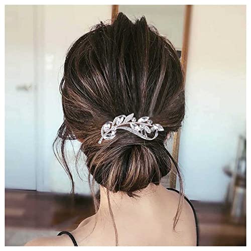 Cimenexe Böhmische Kristall Blatt Haar Kamm Strass Blatt Kopfstück Silber Cz Feder Haarspange Vintage Kopfbedeckung Haarteil Dekorative Hochzeit Kamm Haarschmuck Schmuck Für Frauen Und Mädchen von Cimenexe