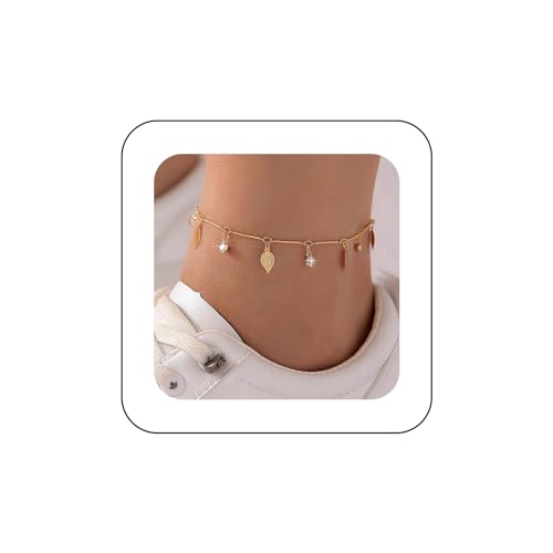 Cimenexe Böhmische Kristall Blatt Knöchel Gold Hohlen Blatt Knöchel Armband Kleine Blatt Kette Fußkettchen Cz Blatt Baumeln Fuß Fuß Kette Schmuck Für Frauen Und Mädchen Geschenke von Cimenexe