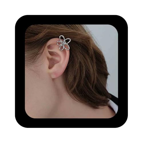 Cimenexe Böhmische Kristall Blume Manschette Ohrringe Silber Hohle Blume Knorpel Ohrring Kleine Cz Ausschnitt Floral Form Ohrringe Strass Blumen Knorpel Manschette Ohrring Schmuck Für Frauen von Cimenexe