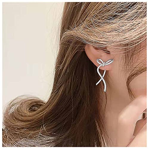 Cimenexe Böhmische Kristall Bogen Ohr Jacke Ohrringe Silber Bowknot Ohrstecker Ohrringe Winzige Cz Bogen Jacke Ohrringe Strass Fliege Ohrringe Schmuck Für Frauen Und Mädchen von Cimenexe