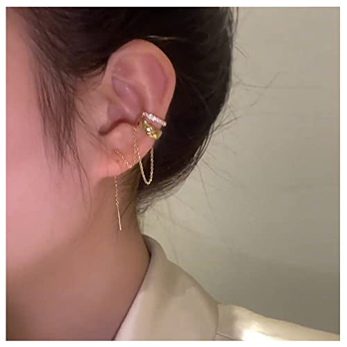 Cimenexe Böhmische Kristall Ohr Manschette Ohrring Gold Hoop Kette Tropfen Ohrring Cz Ohr Manschette Kette Quaste Ohrring Kristall Knorpel Kette Einfädler Ohrring Schmuck Für Frauen Und Mädchen von Cimenexe