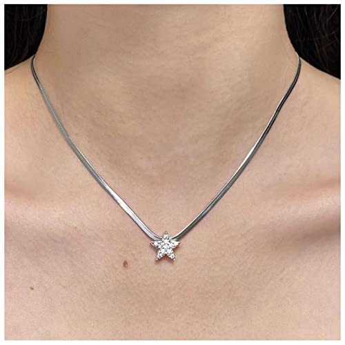 Cimenexe Böhmische Kristall Stern Choker Halskette Silber Flach Schlange Kette Halskette Cz Stern Anhänger Halskette Punk Fischgrät Kette Halskette Schmuck Für Frauen Und Mädchen Geschenke von Cimenexe