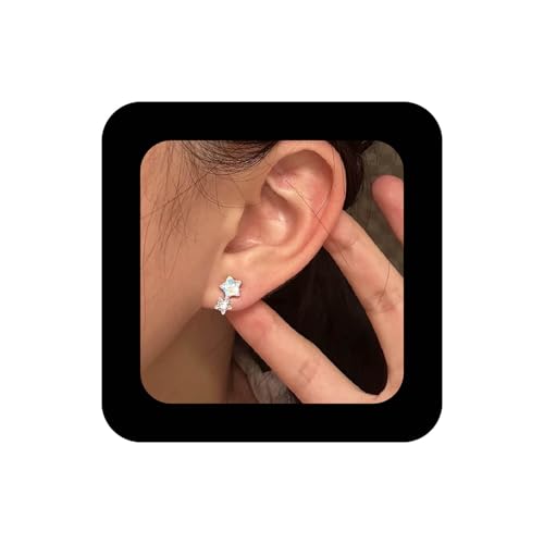 Cimenexe Böhmische Kristall Stern Ohrstecker Kleine Mondstein Sterne Ohrstecker Doppel Strass Opal Sterne Ohrring Minimalistisch Cz Opal Stern Ohrringe Schmuck Für Frauen von Cimenexe