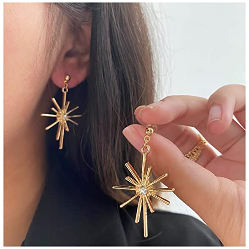 Cimenexe Böhmische Kristall- Sunburst Ohrstecker Cz Metall Feuerwerk Baumeln Ohrringe Gold Starburst Tropfen Ohrringe Strass Feuerwerk Ohrringe Schmuck Für Frauen Und Mädchen von Cimenexe