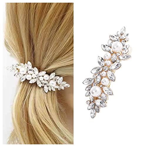 Cimenexe Böhmische Kristallperle Haarspange Funkelnde Strass Haarspange Gold Kristall Haarnadeln Clips Gepflasterte Blume Haarspange Braut Kopfbedeckung Dekorative Perle Hochzeit Haarschmuck Schmuck von Cimenexe